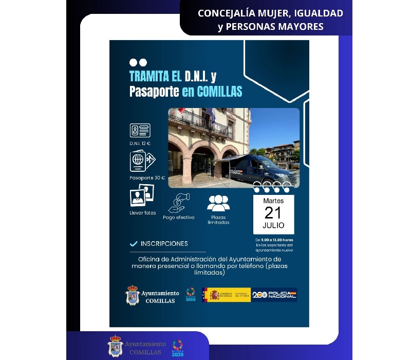 Comillas acoge la expedición de DNI y pasaporte el 21 de julio