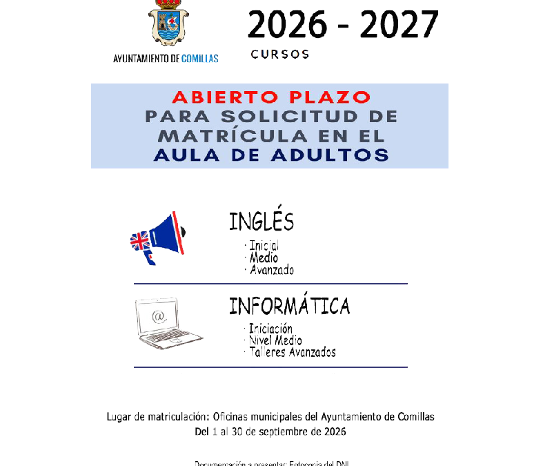 Abierto plazo para solicitud de matrícula en el aula de adultos
