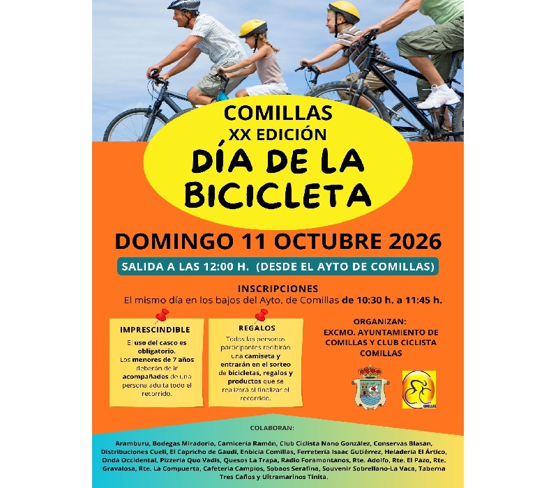 Comillas acoge el 11 de octubre la XX edición del Día de la Bicicleta